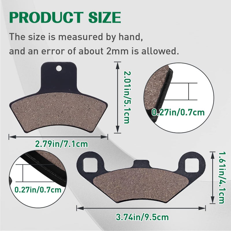 Cyleto Front and Rear Brake Pads for Polaris Sportsman 500 400 335 Scrambler 400 500 Trail Blazer 250 400 Magnum 325 500 Sport 400 Diesel 455 Xpedition 425 325 Trail Boss 325 - Image 3